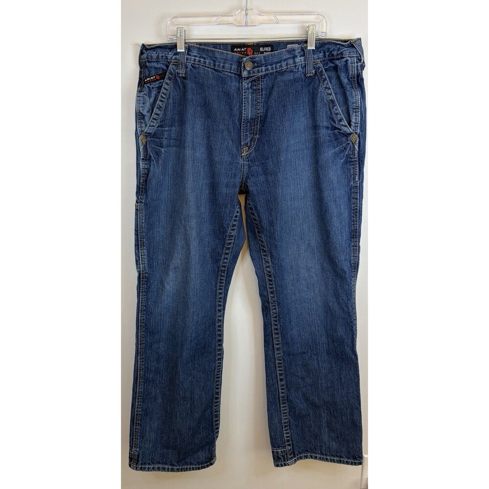 ARIAT FR M4 Relaxed Workhorse Boot Cut Jeans Men 38x32 Mid Rise Med Wash Utility